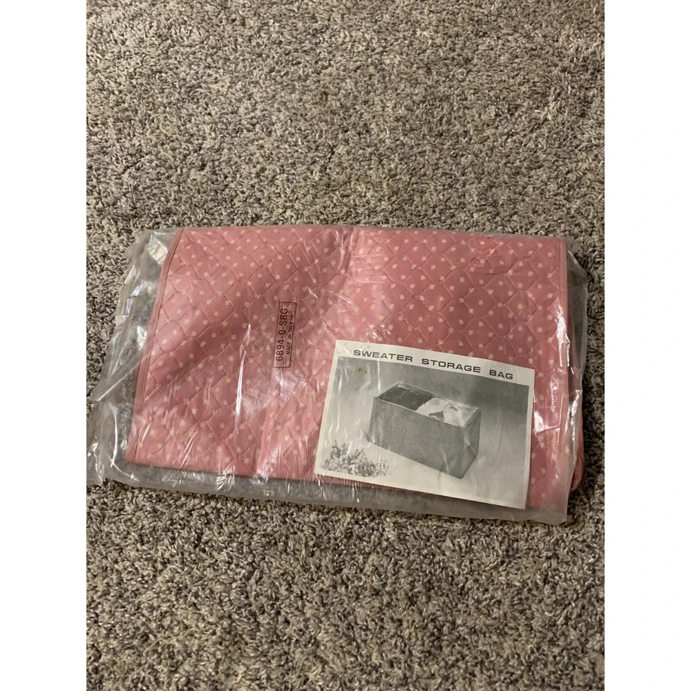 Vintage 1960s Pink Sweater Storage Bag New Unused 24x13x12 Blanket Storage Bag